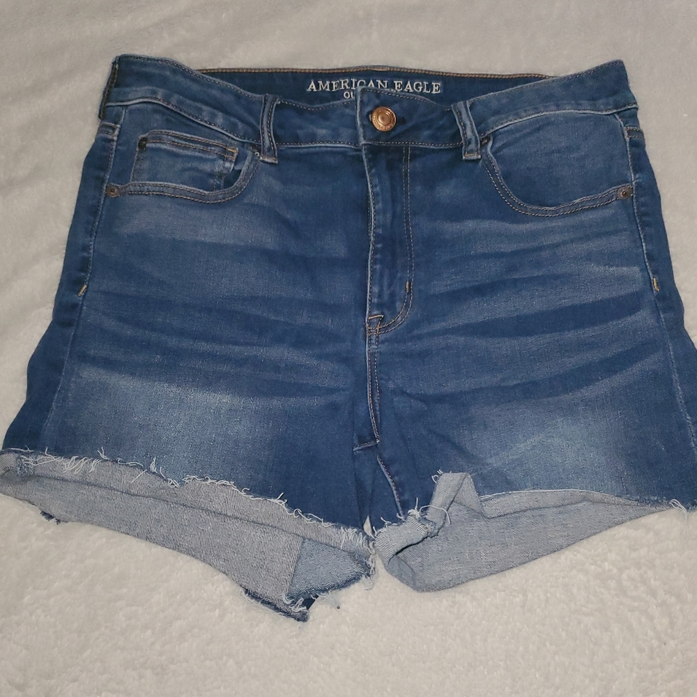American Eagle Womens 14 High-Rise Stretch Jean Shorts
